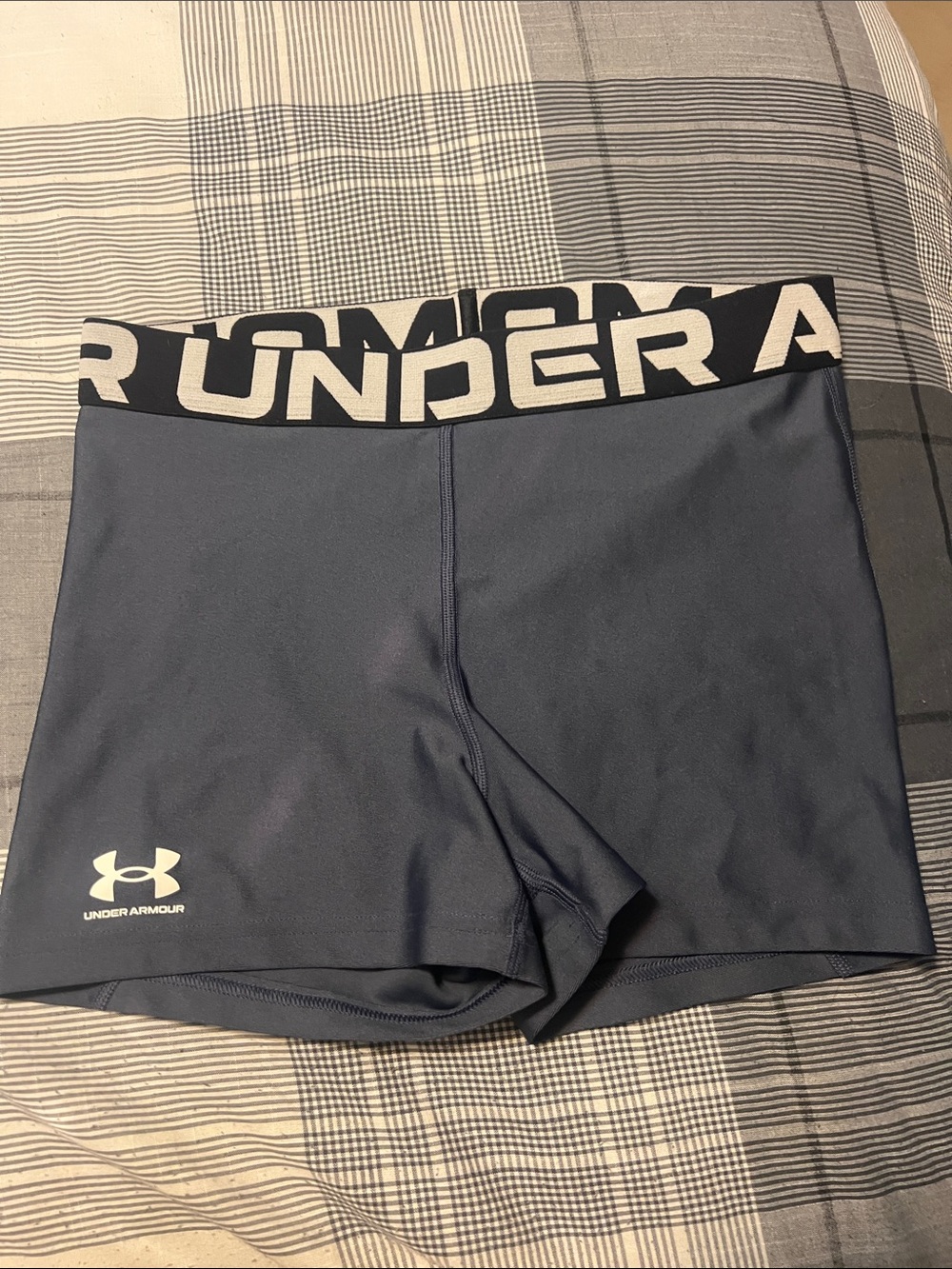 Under Armour Women's Navy Blue Training Compression Shorts with Branded Waist